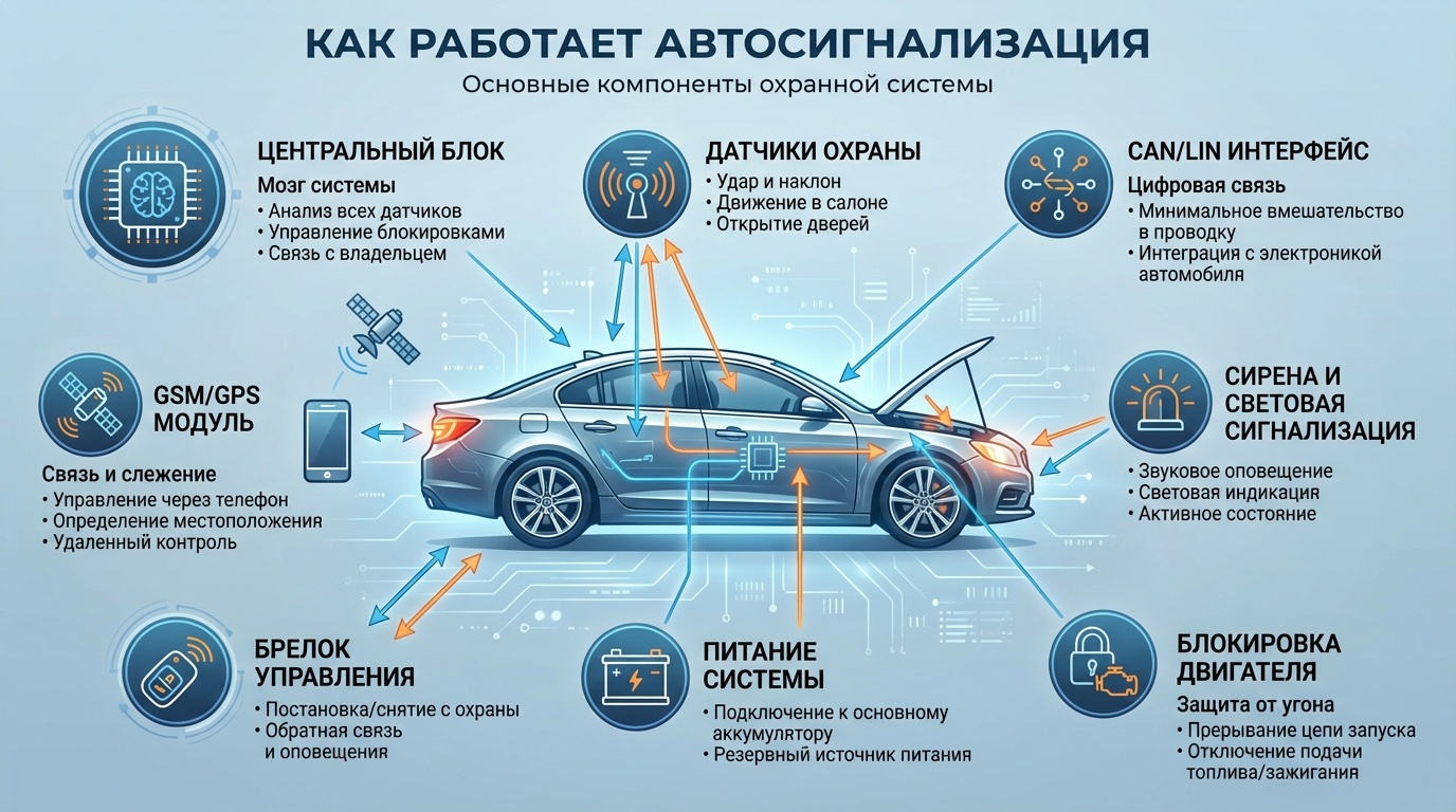 Как работает автосигнализация: понятный разбор принципов и устройств