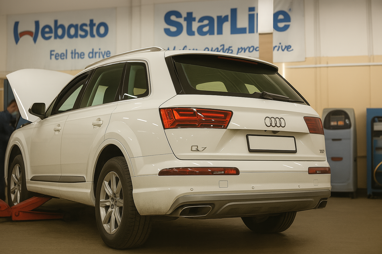 Установка электромеханических замков капота на Audi Q7 - фото и описание выполненых работ