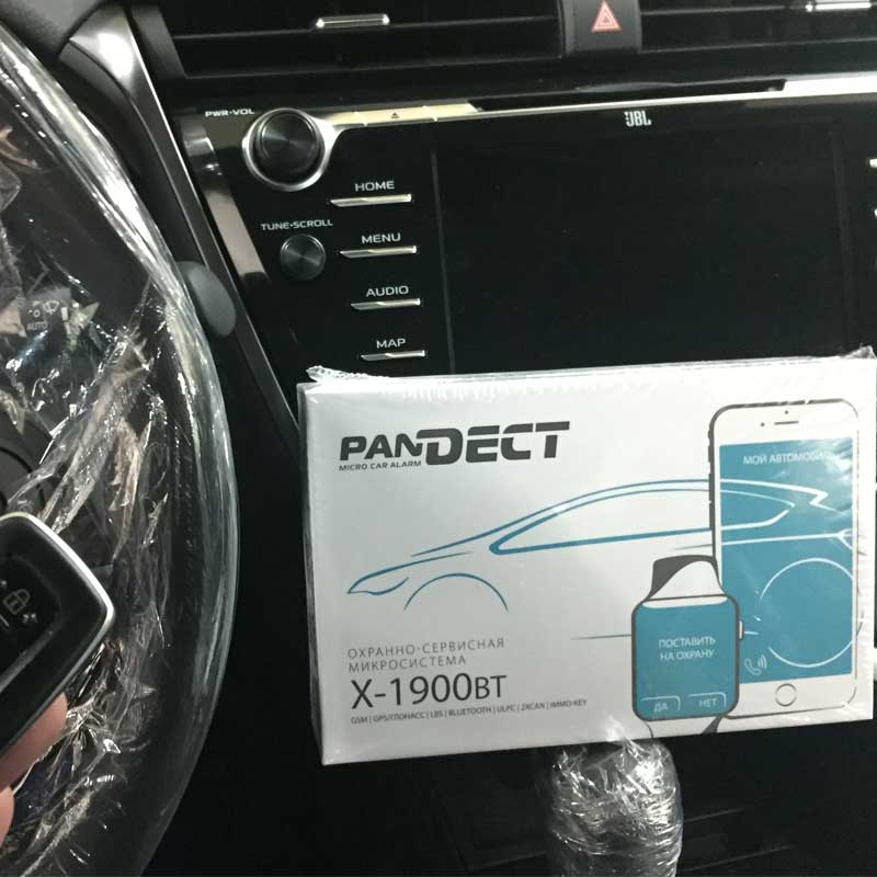 Установка автосигнализации с бесплючевым автозапуском Pandect 1900 BT + эл. мех. замок капота на Toyota Camry Установка автосигнализации с бесплючевым автозапуском Pandect 1900 BT + эл. мех. замок капота на Toyota Camry